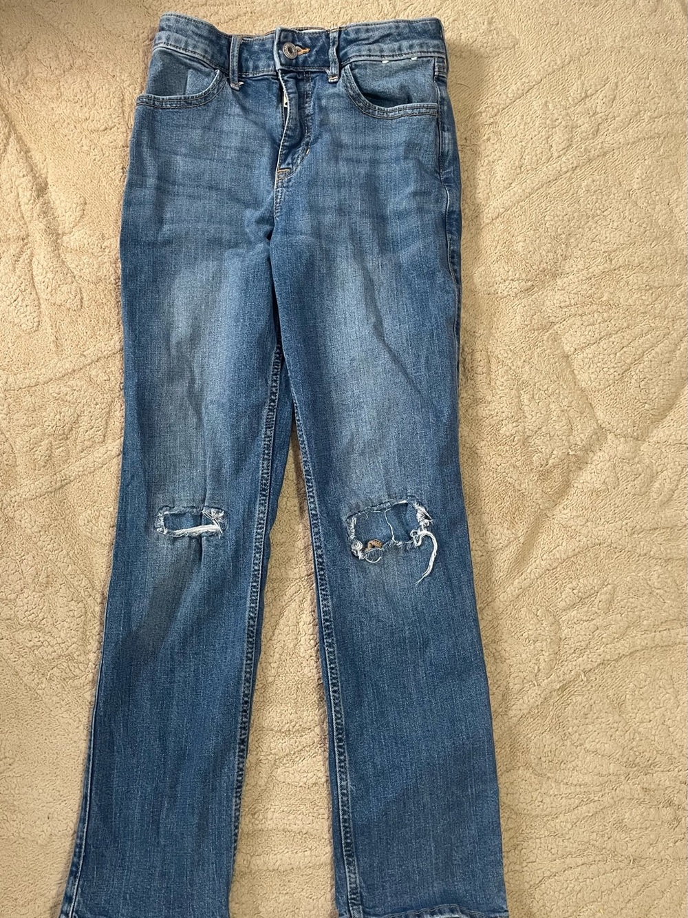 abercrombie kids blue distressed denim jeans